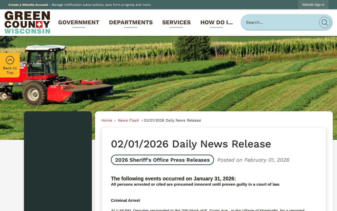 Green County warrant arrest release record