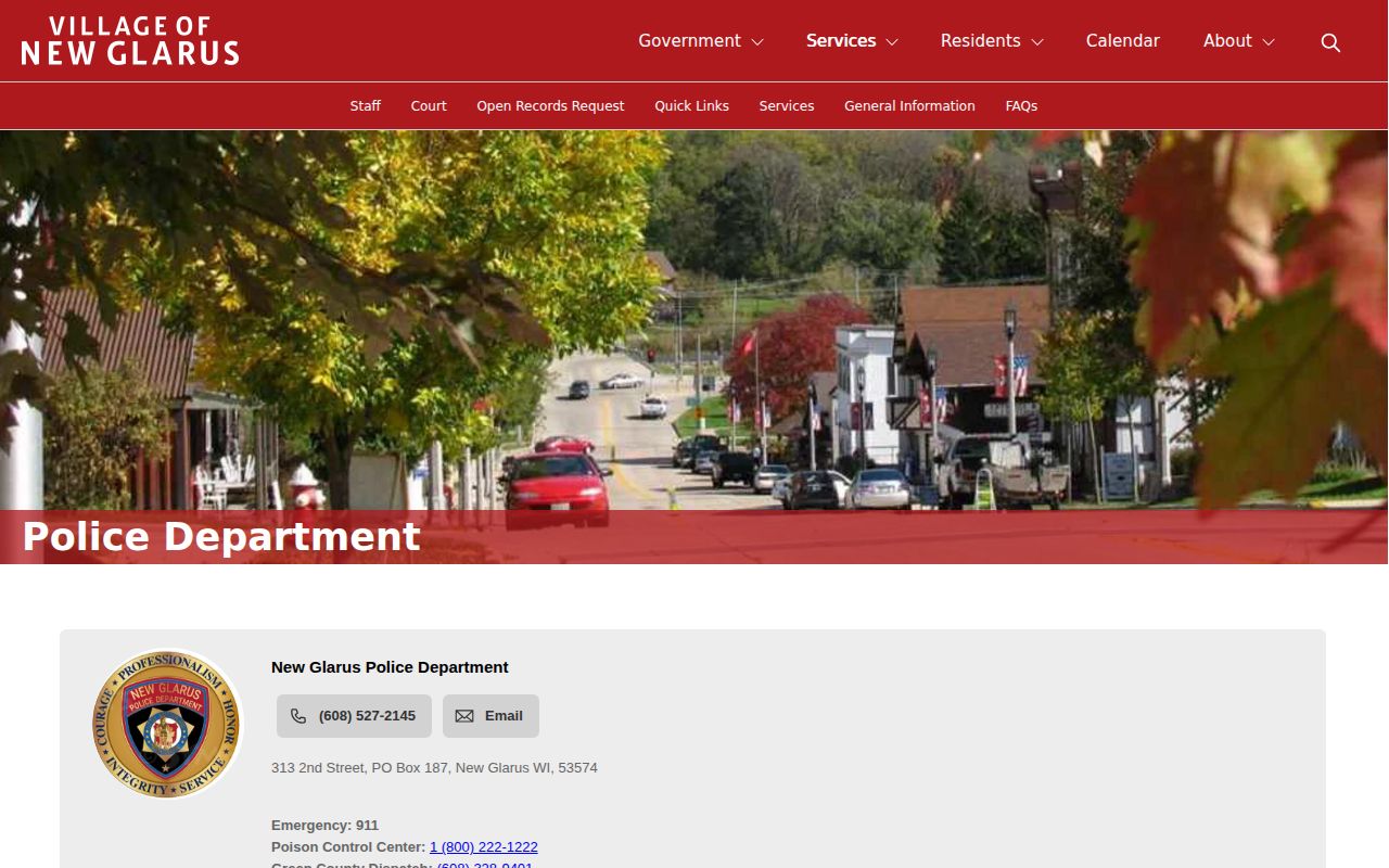 New Glarus Police Department, an official source for New Glarus arrest and record requests
